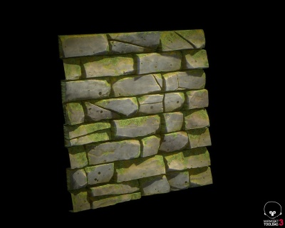 Stylized Mossy Brick Wall - Substance Designer